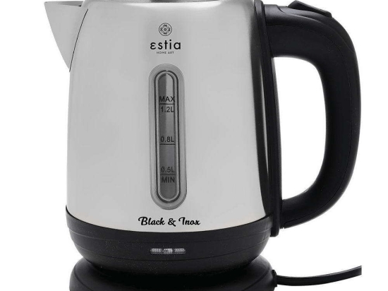 Βραστήρας 06-17248 1,2Lt 1630W Black-Inox Estia Ανοξείδωτο Ατσάλι