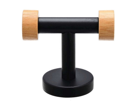 Κρεμάστρα Επιτοίχια 2 Θεσεών 02-15152 9x5,3x8cm Black-Natural Estia Μέταλλο,Bamboo