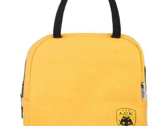 Τσάντα Φαγητού Ισοθερμική AEK BC 00-19297 24x11,5x20cm 6lt Yellow-Black Estia 100% Βαμβάκι