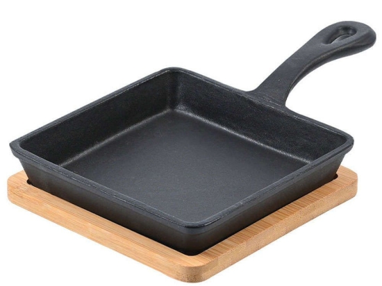 Τηγάνι Μαντεμένιο Με Βάση Iron 01-18689 14cm/23,5x14,3x3,4cm Natural-Black Estia 14cm Μαντέμι,Bamboo