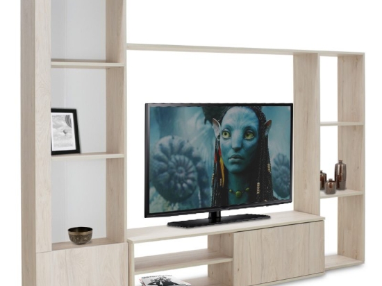 Σύνθετο σαλονιού Blossom pakoworld χρώμα sonoma light 220x32,4x177,5εκ
