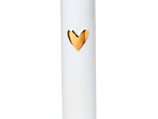 Βάζο Love LBTRD0015583 Φ5,5x17cm White-Gold Raeder Πορσελάνη