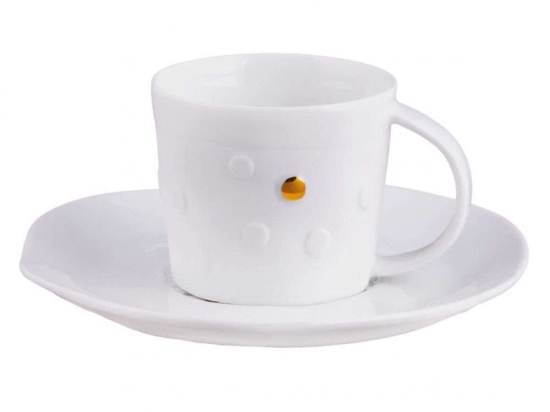 Φλυτζάνι Καφέ Με Πιατάκι Mix & Match LBTRD0014252 6x5,5cm White-Gold Raeder Πορσελάνη