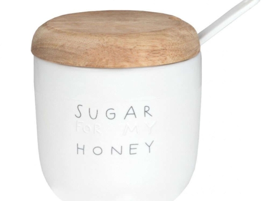 Ζαχαριέρα Sugar For My Honey LBTRD0016524 Φ8,5x9,5cm Natural-White Raeder Πορσελάνη,Γυαλί