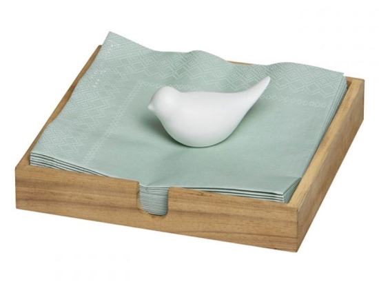 Χαρτοπετσετοθήκη Bird LBTRD0012159 18x18cm Natural-White Raeder Ξύλο,Πορσελάνη