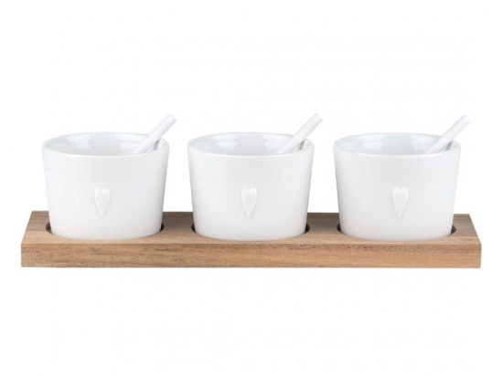 Ντιπάκια Με Κουτάλια Σε Βάση Served Three Ways (Σετ 7Τμχ) LBTRD0015691 21,5x7x5,5cm Natural-White Ra Πορσελάνη