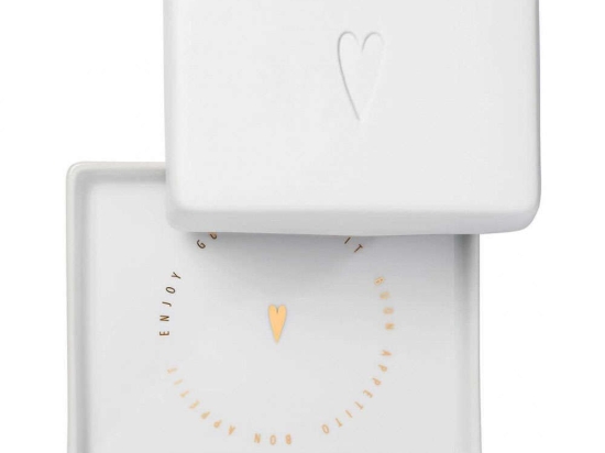 Βουτυριέρα Heart LBTRD0014037 13x6x10cm White-Gold Raeder Πορσελάνη