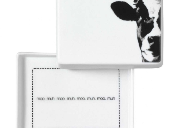 Βουτυριέρα Mοο LBTRD0008733 13,5x6x10,5cm White-Black Raeder Πορσελάνη