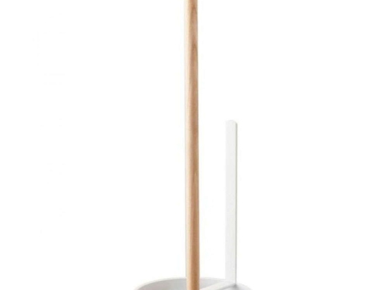 Βάση Χαρτιού Επιδαπέδια LBTYMZK2346 13x13x37,5cm White-Natural Yamazaki Ατσάλι,Ξύλο
