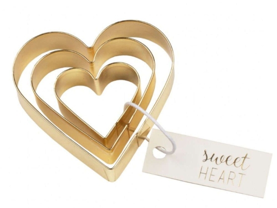 Κουπ Πατ Heart (Σετ 3Τμχ) LBTRD0090571 12x10x2,5/9x8x2,5/7x6x2,5cm Gold Raeder Ανοξείδωτο Ατσάλι