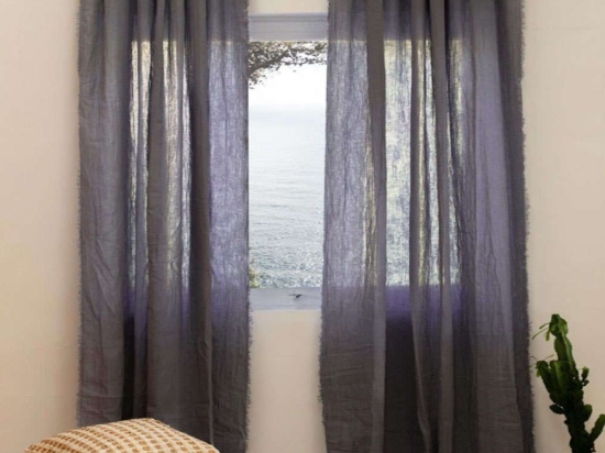 Κουρτίνα Fray Με Τιράντες LBTCAFRAY140AZU Blue Calma House 140X280 140x280cm 100% Βαμβάκι