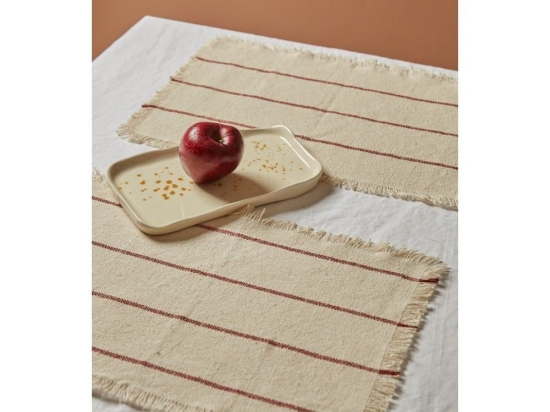 Σουπλά Ploma CAPLOMA35ROJ 35x50cm Beige-Red Calma House 100% Βαμβάκι