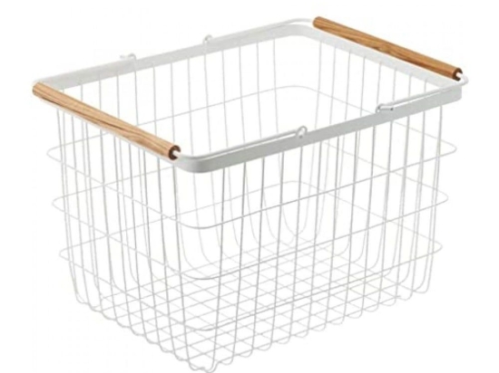Καλάθι Απλύτων YMZK2809 Medium 41,5x31x27cm White Yamazaki Ατσάλι,Ξύλο