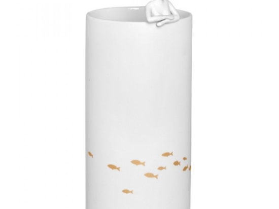 Βάζo Πορσελάνινο Lake RD0010454 9x22cm White-Gold Raeder Πορσελάνη,Γυαλί