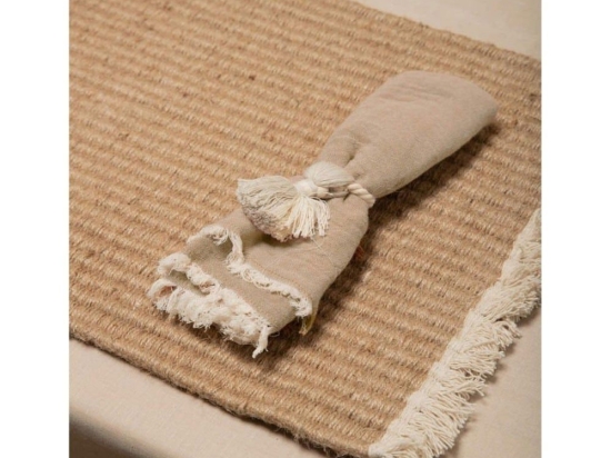 Πετσέτες Φαγητού Layer CALAYER45SBE Με Σχοινί (Σετ 4τμχ) 45x45cm Beige Calma House 100% Βαμβάκι