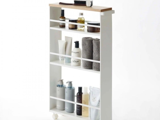 Τρόλεϊ Κουζίνας - Μπάνιου Tower Slim YMZK3627 13x47,5x80.5cm White Yamazaki Ατσάλι,Ξύλο