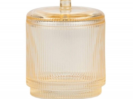 Δοχείο Για Βαμβάκι Vintage Crystal AH-BA72016 Φ9x10,5cm Yellow Andrea House Γυαλί