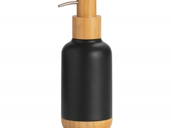 Δοχείο Κρεμοσάπουνου Nordic AH-BA22164 Φ7x19cm Black-Natural Andrea House Polyresin, Bamboo