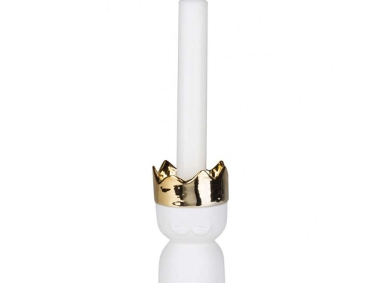Κηροπήγιο King's Light Caspar RD0090759 Φ6x12cm White-Gold Raeder Πορσελάνη
