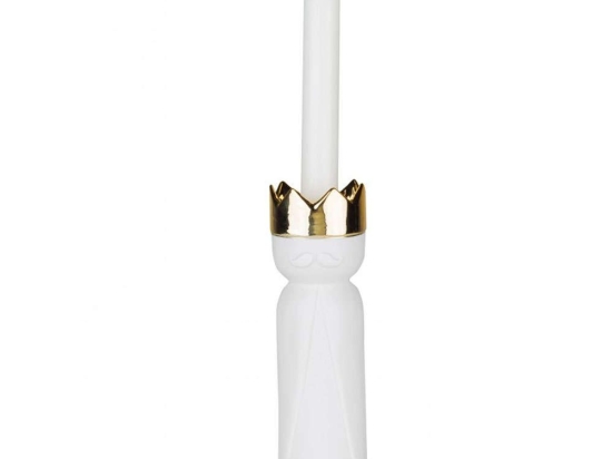 Κηροπήγιο King's Light Balthasar RD0090761 Φ6x21cm White-Gold Raeder Πορσελάνη