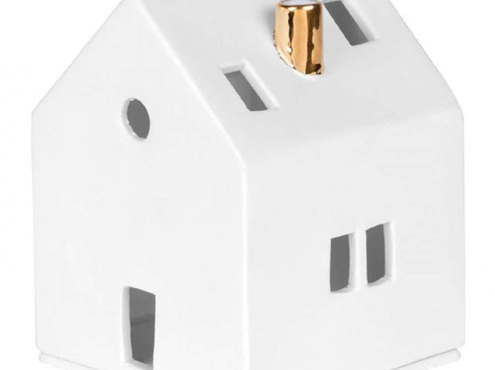 Βάση Ρεσώ Golden Chimney RD0090446 8x8x10cm White-Gold Raeder Πορσελάνη