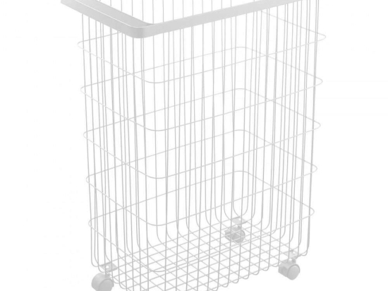 Καλάθι Απλύτων Τροχήλατο YMZK4776 46,5x28x61cm 55lt White Yamazaki Ατσάλι
