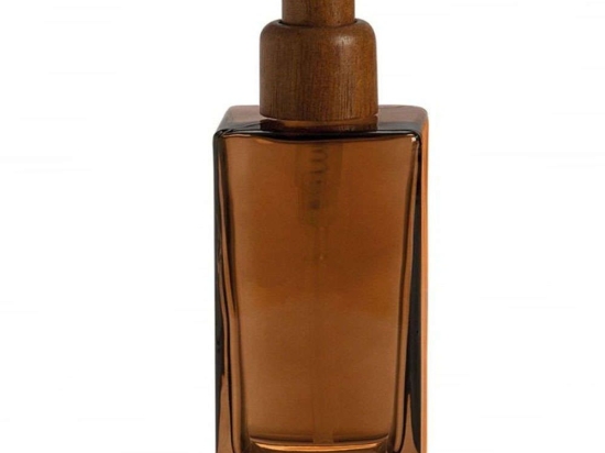 Δοχείο Κρεμοσάπουνου AH-BA73064 7x7x19,5cm Brown Andrea House Ξύλο,Γυαλί