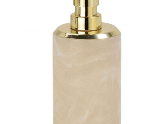 Δοχείο Κρεμοσάπουνου AH-BA19064 Φ7x18cm 300ml Marble Effect Pink-Gold Andrea House Μέταλλο,Polyresin