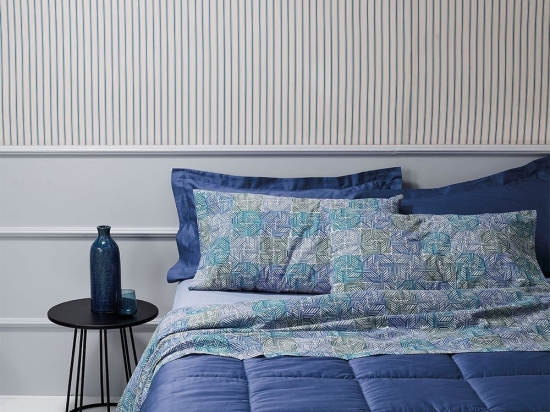 Σεντόνια Pepe B1 9196712 Σετ 4τμχ Blue Zucchi Υπέρδιπλo 175x200cm 100% Βαμβάκι