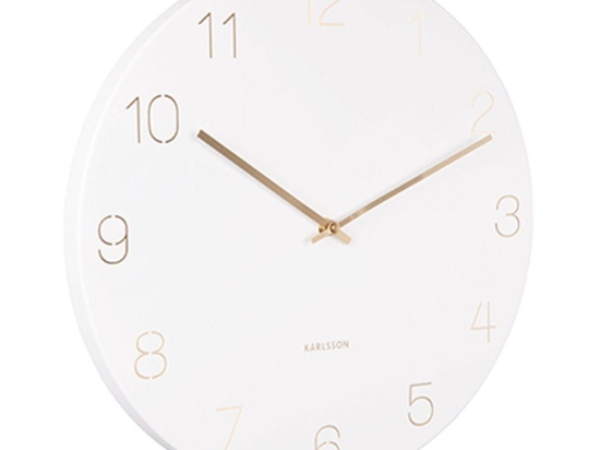 Ρολόι Τοίχου KA5762WH Charm Engraved Numbers Φ40cm White Karlsson Μέταλλο,Πλαστικό