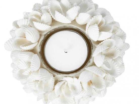 Κηροπήγιο Από Κοχύλια The Flower Power BABL014W-M D9 White Bazar Bizar Shell