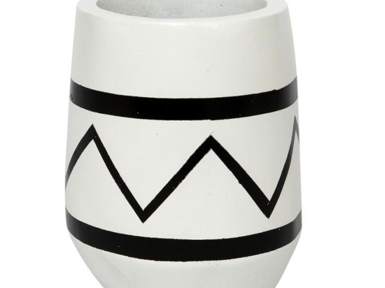 Ποτήρι Μπάνιου Santorini JABR031WB 8,5x12 White-Black Bazar Bizar Κεραμικό