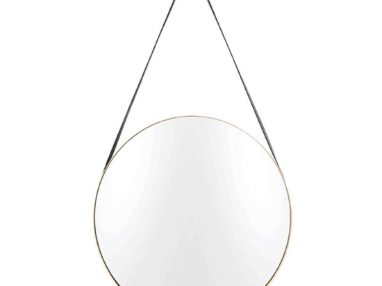 Καθρέπτης Τοίχου Balanced PT3281GD D.47cm Gold Present Time Μέταλλο, Δέρμα