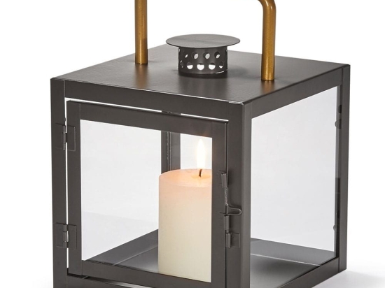Φανάρι Cubi 224002 23cm Black Philippi Μέταλλο,Γυαλί