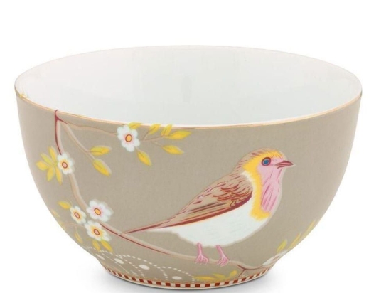 Μπωλ Πορσελάνινο 51003009 Floral Early Bird 15cm Khaki Pip Studio Πορσελάνη