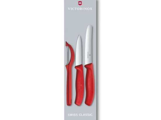 Μαχαίρια Με Αποφλοιωτή Swiss Classic 6.7111.31 (Σετ 3τμχ) Red Victorinox Πολυπροπυλένιο