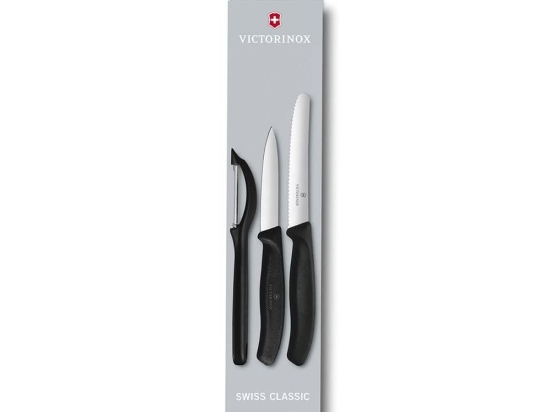 Μαχαίρια Με Αποφλοιωτή Swiss Classic 6.7113.31 (Σετ 3τμχ) Black Victorinox Πολυπροπυλένιο