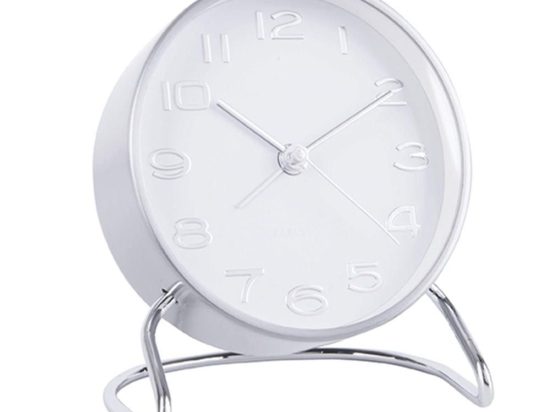 Ρολόι Επιτραπέζιο - Ξυπνητήρι Classical Numbers KA5763WH 9,5x7cm White-Silver Karlsson Ατσάλι