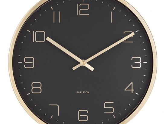 Ρολόι Τοίχου Elegance KA5720BK Φ30cm Μεταλλικό Black-Gold Karlsson Μέταλλο