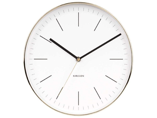 Ρολόι Τοιχού Minimal KA5695WH Φ27,5cm Μεταλλικό White-Gold Karlsson Μέταλλο