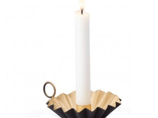 Κηροπήγιο Omama 300081 Φ12cm Black-Gold Black Philippi Μέταλλο