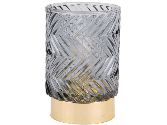 Κηροπήγιο Με Φωτισμό Led Zig Zag PT3689GY 8,5x13cm Grey Present Time Γυαλί