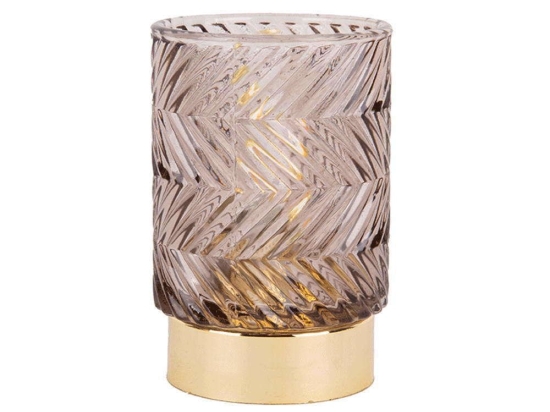 Κηροπήγιο Με Φωτισμό Led Zig Zag PT3689BR 8,5x13cm Brown Present Time Γυαλί