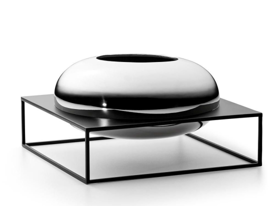 Βάζο Με Βάση Solero XL 240027 30x30x15cm Silver-Black Philippi Ατσάλι