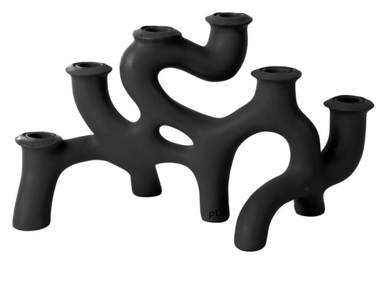 Κηροπήγιο Swirls L PT3907BK 20x14,5x35cm Black Present Time Πολυρεσίνη
