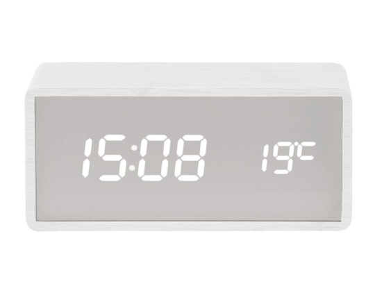 Ρολόι Επιτραπέζιο - Ξυπνητήρι Mirror LED KA5879WH 15x4,5x7cm White Karlsson Ξύλο