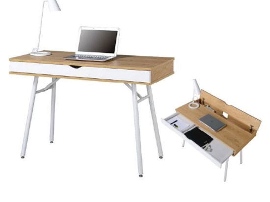 Γραφείο Η/Υ Μεταλλικό ΕΟ420 Λευκό/Melamine Beech 115x55cm
