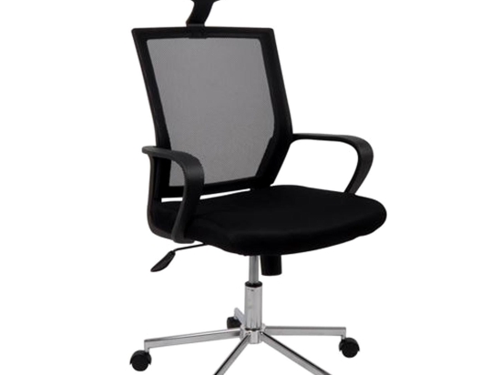 Πολυθρόνα Διευθυντή BF8100 ΕΟ229 Χρώμιο/Μαύρο Mesh 58x55x110/117 cm