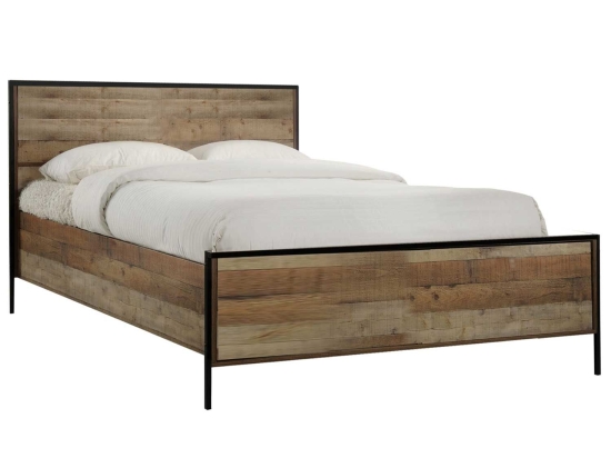 Κρεβάτι Pallet Ε8431 Antique Oak 160x200cm Υπέρδιπλo Μέταλλο,Ξύλο