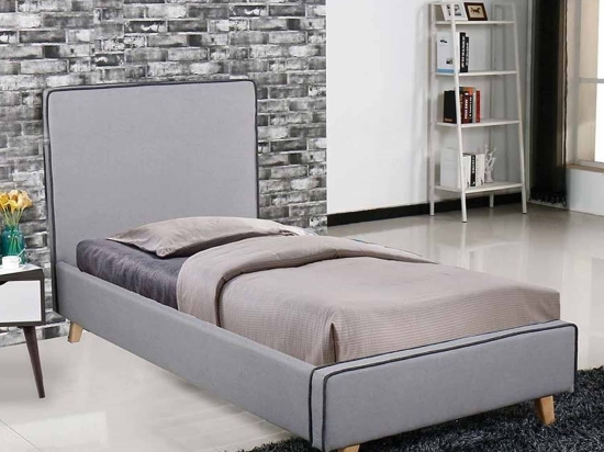 Κρεβάτι Morisson Ε8081,1 Ύφασμα Ανοιχτό Γκρι 90x190cm Μονό Ξύλο,Ύφασμα